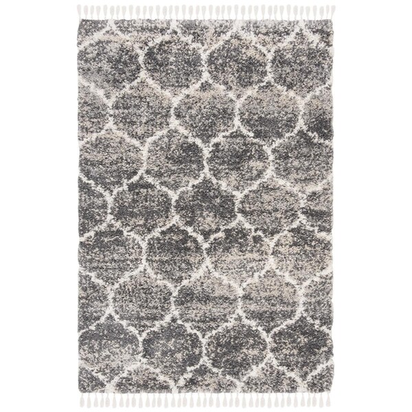 Safavieh 8 x 10 ft. Melrose Shag 900 Rectangle Rug Dark Gray & Ivory - SGML936F-8