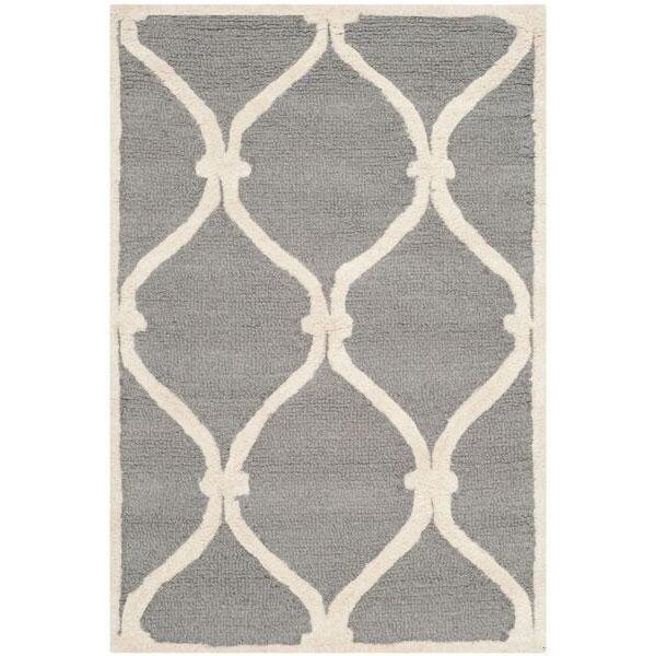 Safavieh Cambridge Hand Tufted Rectangle Rug- Dark Grey - Ivory- 2 ft. 6 in. x 4 ft. - CAM710D-24