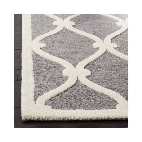 Safavieh Cambridge Hand Tufted Rectangle Rug- Dark Grey - Ivory- 2 ft. 6 in. x 4 ft. - CAM710D-24