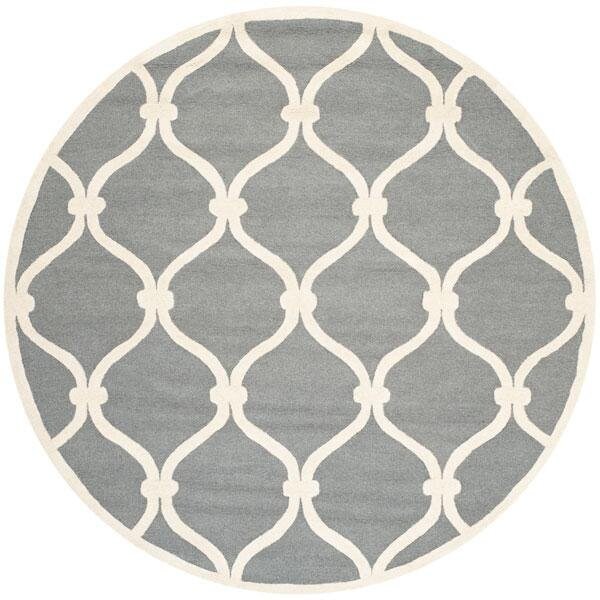 Safavieh Cambridge Hand Tufted Rectangle Rug- Dark Grey - Ivory- 2 ft. 6 in. x 4 ft. - CAM710D-24