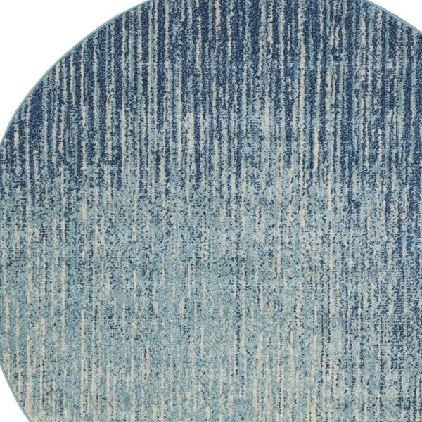 Homeroots 5 ft. Round Navy & Light Blue Abstract Area Rug - 385285