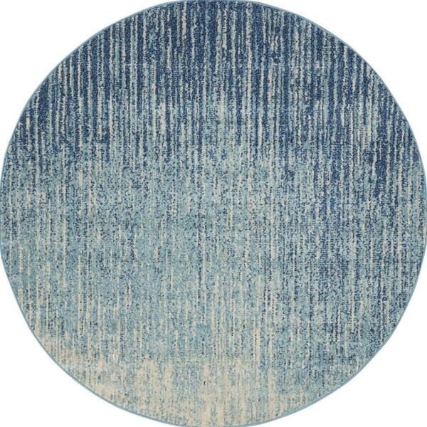 Homeroots 5 ft. Round Navy & Light Blue Abstract Area Rug - 385285