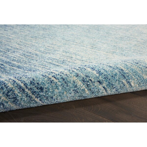 Homeroots 5 ft. Round Navy & Light Blue Abstract Area Rug - 385285