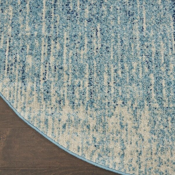Homeroots 5 ft. Round Navy & Light Blue Abstract Area Rug - 385285