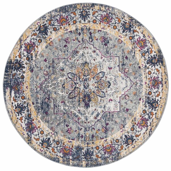 Safavieh 6 ft. 7 in. x 6 ft. 7 in. Evoke Round Power-Loomed Rug Gray & Navy - EVK288N-7R