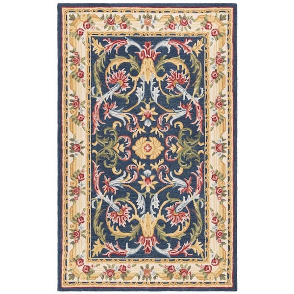 Safavieh Heritage Traditional Square Hand Hooked Rugs, Navy & Ivory - 6 x 6 ft. - HG657N-6SQ