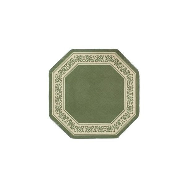 Madison Industries Madison Industries FLO-54X54-GN 54 x 54 in. Floral Border Octagon Accent Rug - Green - FLO-54X54-GN