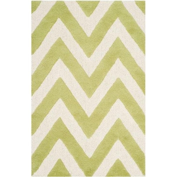 Safavieh Cambridge Hand Tufted Rectangle Rug- Green - Ivory- 2 ft. 6 in. x 8 ft. - CAM139T-28