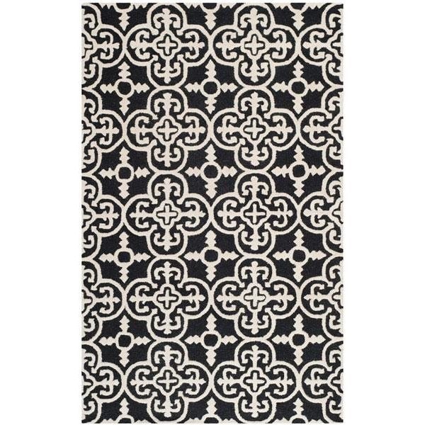 Safavieh Cambridge Hand Tufted Rectangle Rug, Black and Ivory - 3 x 5 ft. - CAM133E-3