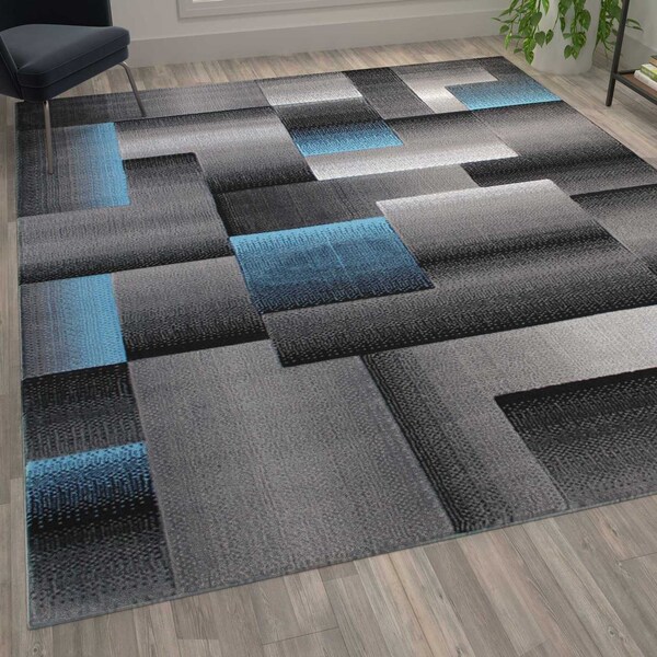 Flash Furniture Blue 8' x 10' Modern Color Blocked Area Rug - ACD-RGTRZ861-810-BL-GG