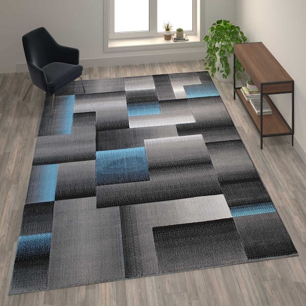 Flash Furniture Blue 8' x 10' Modern Color Blocked Area Rug - ACD-RGTRZ861-810-BL-GG