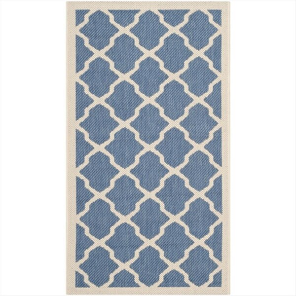Safavieh 2 Ft. X 3 Ft. -7 In. Small Rectangle Indoor-Outdoor Courtyard- Blue And Beige- Power Loomed Rug - CY6903-243-2