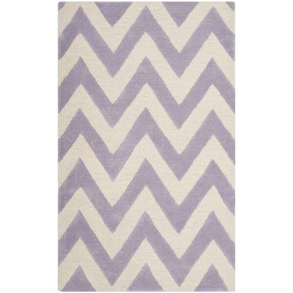 Safavieh Cambridge Hand Tufted Small Rectangle Rug- Lavander - Ivory- 3 x 5 ft. - CAM139C-3