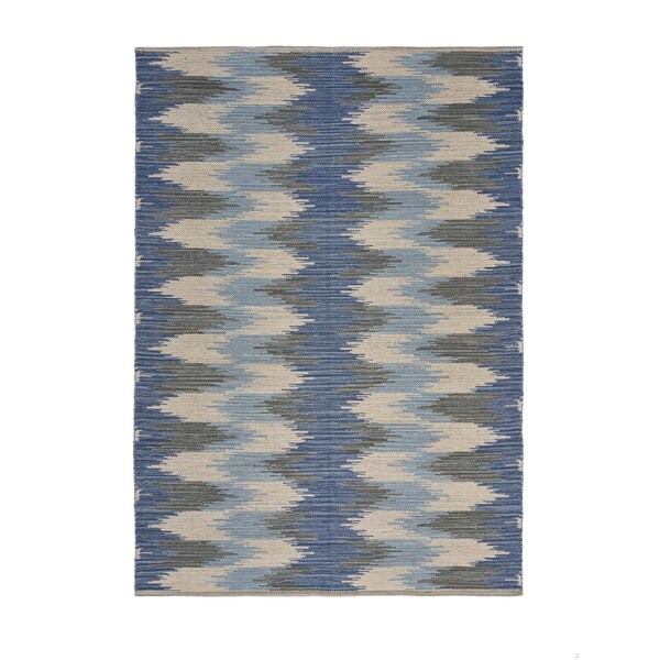 Homeroots 5 x 7 ft. Blue & Cream Ikat Pattern Area Rug - 395479