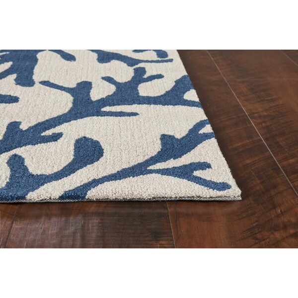 Homeroots 20 x 30 in. Polyester Ivory & Blue Area Rug - 353215