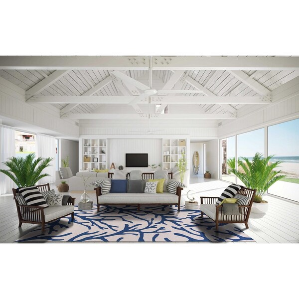 Homeroots 20 x 30 in. Polyester Ivory & Blue Area Rug - 353215