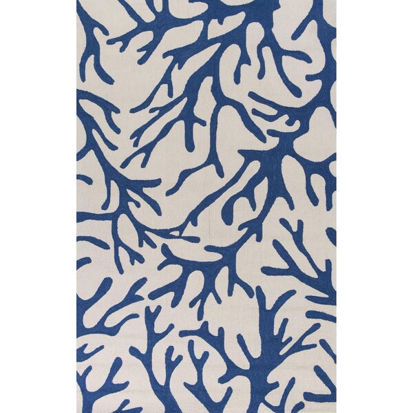 Homeroots 20 x 30 in. Polyester Ivory & Blue Area Rug - 353215