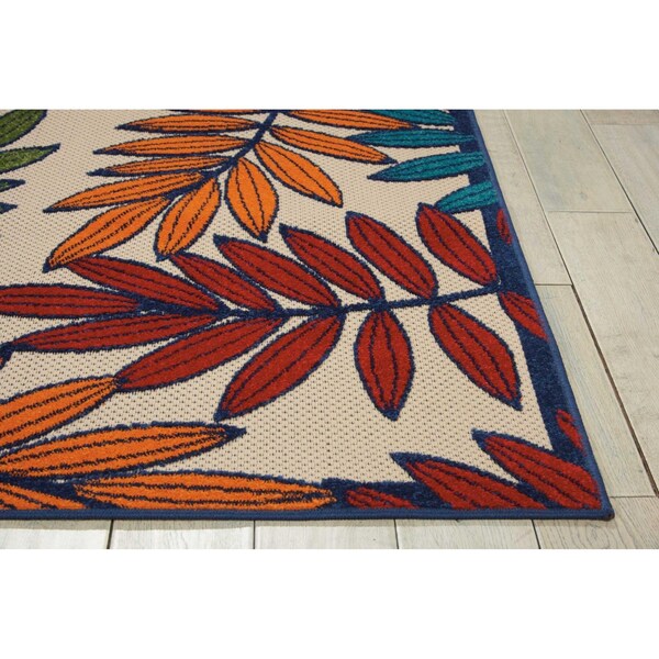 Homeroots 4 x 6 ft. Multi Color Leaves Indoor & Outdoor Area Rug - 384941