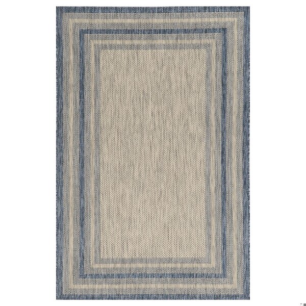 Homeroots 5 ft. 3 in. x 7 ft. 7 in. UV-Treated Polypropylene Grey & Denim Area Rug - 353954