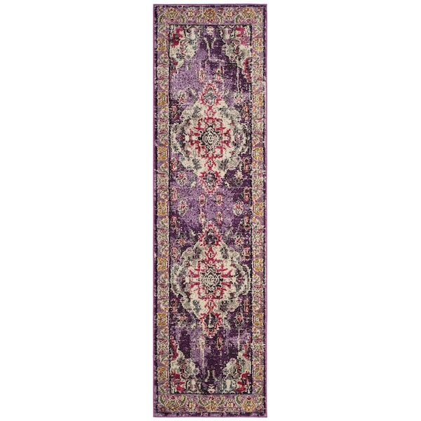 Safavieh Monaco Power Loomed Runner RugViolet & Fuchsia 2 ft.-2 in. x 12 ft. - MNC243P-212