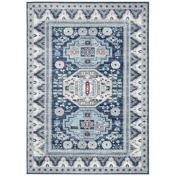 Safavieh 4 x 6 ft. Kazak 100 Rectangle Rug Blue & Creme - KZK118D-4