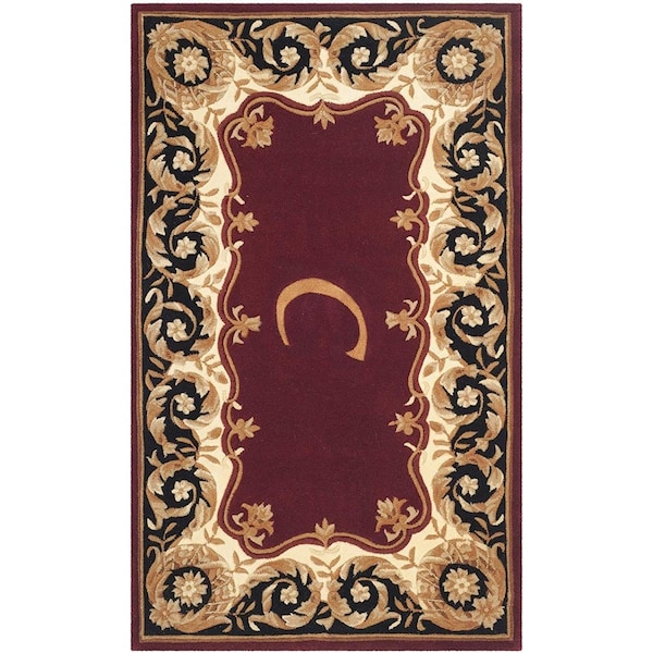 Safavieh 3 x 5 ft. Rectangle Naples Hand Tufted RugMaroon & Beige - NA520C-3