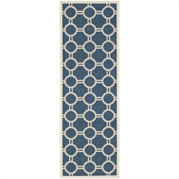 Safavieh 2 Ft. -3 In. X 10 Ft. Runner Indoor-Outdoor Courtyard- Navy And Beige- Machine Made Rug - CY6924-268-210