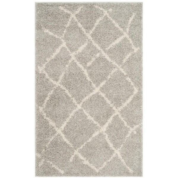 Safavieh Berber Shag Accent Area Rug, Light Grey and Cream - 3 x 5 ft. - BER162B-3