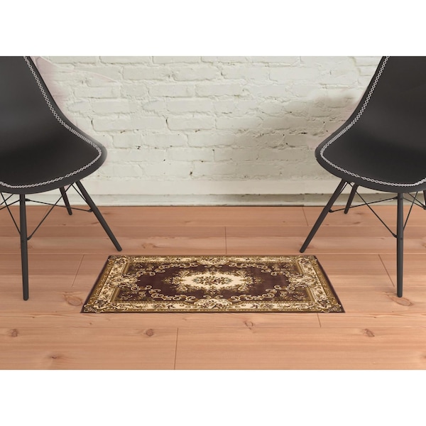 Homeroots 20 x 31 in. Polypropylene Plum & Ivory Area Rug - 353197