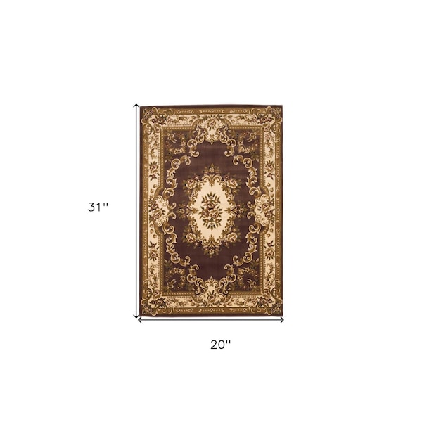 Homeroots 20 x 31 in. Polypropylene Plum & Ivory Area Rug - 353197