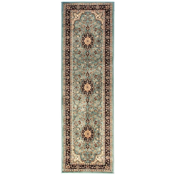 Rickis Rugs Medallion Kashan Traditional Runner Rug, Light Blue - 2 ft. 3 in. x 7 ft. 3 in. - RI2683890