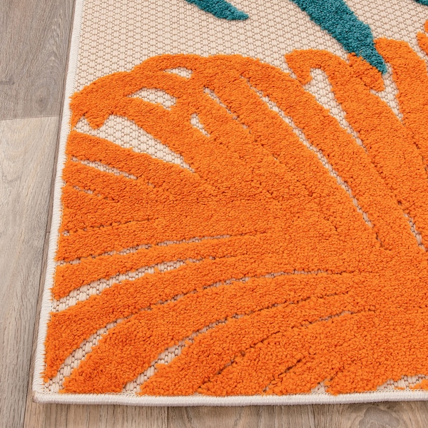 World Rug Gallery Amalfi Contemporary Tropical Floral Indoor/Outdoor Runner Rug 2' x 7' Multi - 8013MULTI2X7