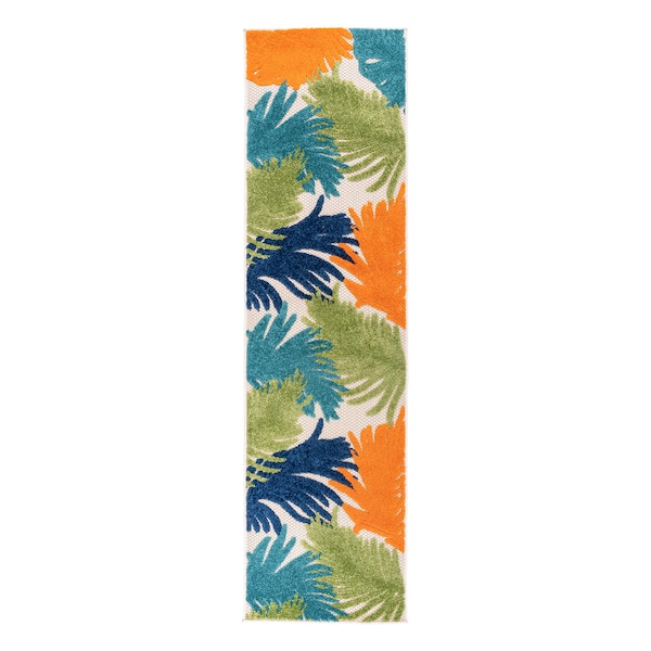 World Rug Gallery Amalfi Contemporary Tropical Floral Indoor/Outdoor Runner Rug 2' x 7' Multi - 8013MULTI2X7