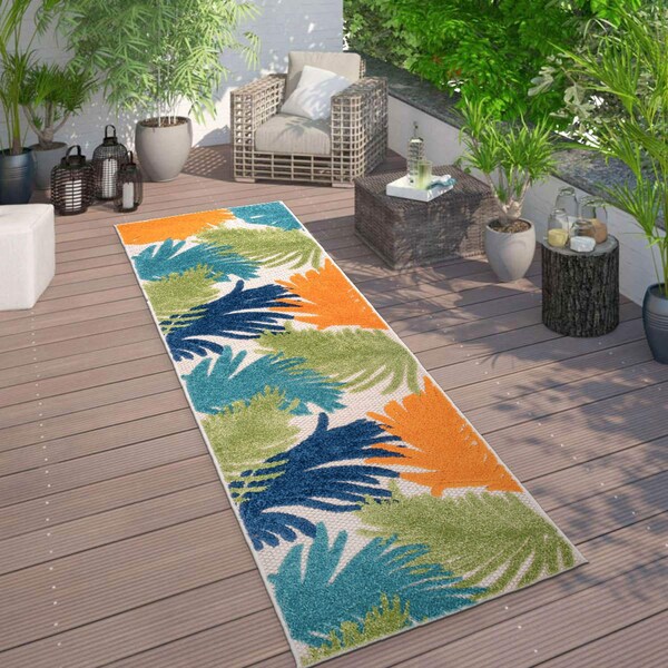 World Rug Gallery Amalfi Contemporary Tropical Floral Indoor/Outdoor Runner Rug 2' x 7' Multi - 8013MULTI2X7