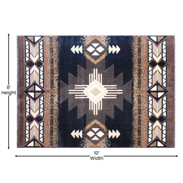Flash Furniture 8' x 10' Black Rustic Southwest Style Area Rug - ACD-RGY9S1-810-BK-GG