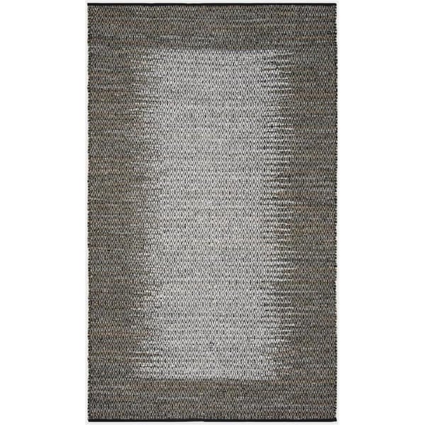 Flowers First 5 x 8 ft. Vintage Leather Hand Woven Rug, Light Grey & Grey - Medium Rectangle - FL1892408