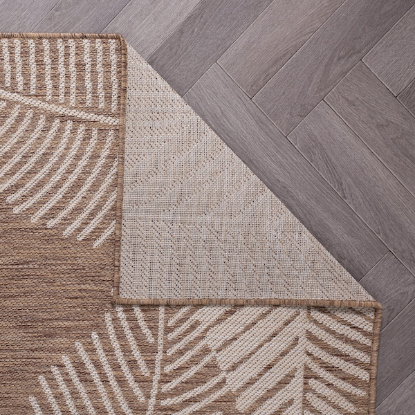 World Rug Gallery Distressed Palm Leaves Textured Flat Weave Indoor/Outdoor Area Rug 2' x 7' Brown - 114BROWN2X7