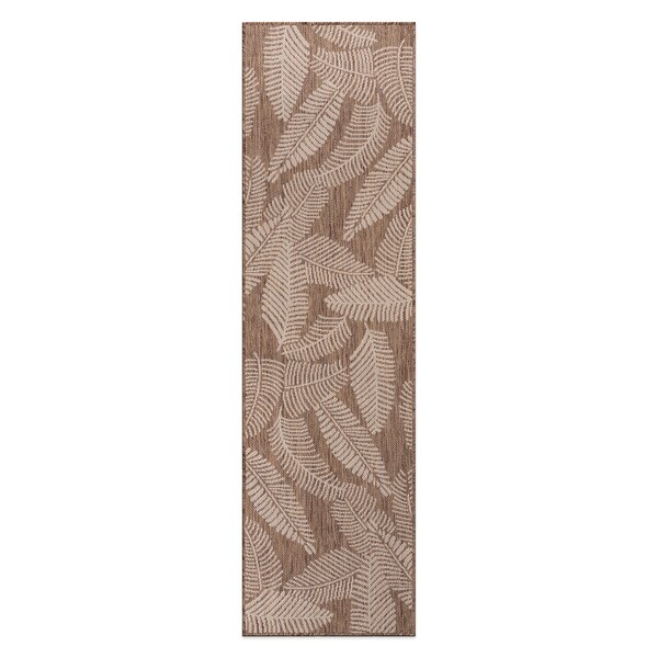 World Rug Gallery Distressed Palm Leaves Textured Flat Weave Indoor/Outdoor Area Rug 2' x 7' Brown - 114BROWN2X7