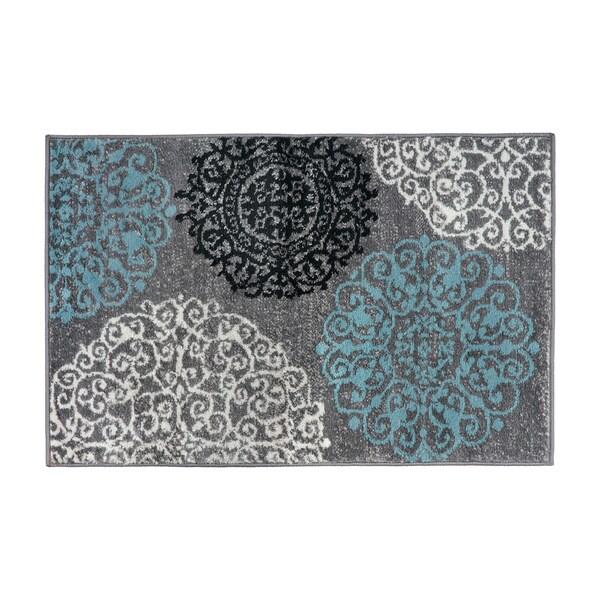 World Rug Gallery Contemporary Modern Floral Design Area Rug 2' x 3' Gray - 303GRAY2X3