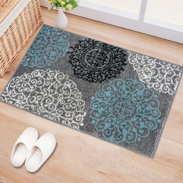 World Rug Gallery Contemporary Modern Floral Design Area Rug 2' x 3' Gray - 303GRAY2X3