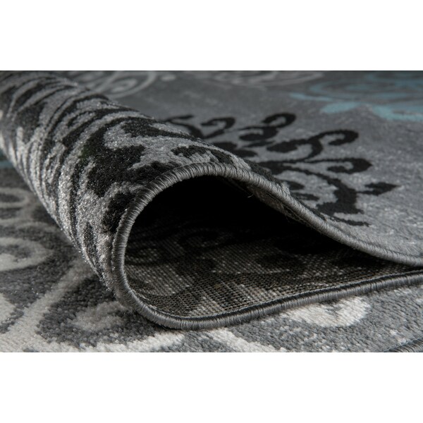 World Rug Gallery Contemporary Modern Floral Design Area Rug 2' x 3' Gray - 303GRAY2X3