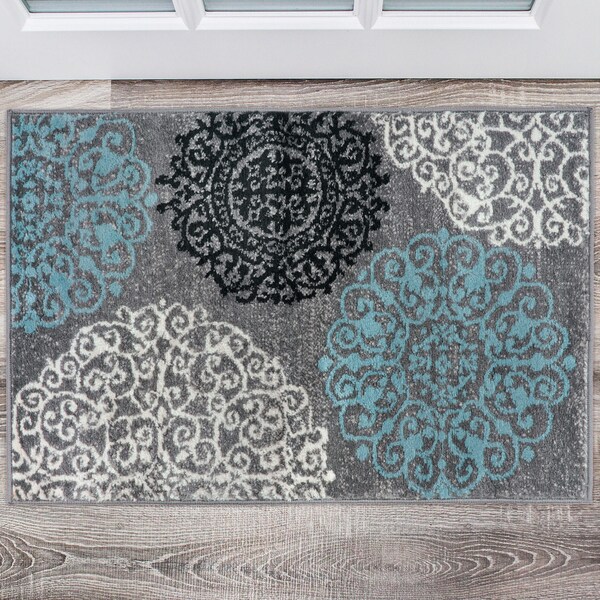 World Rug Gallery Contemporary Modern Floral Design Area Rug 2' x 3' Gray - 303GRAY2X3