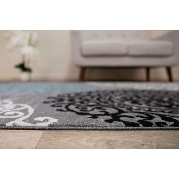 World Rug Gallery Contemporary Modern Floral Design Area Rug 2' x 3' Gray - 303GRAY2X3