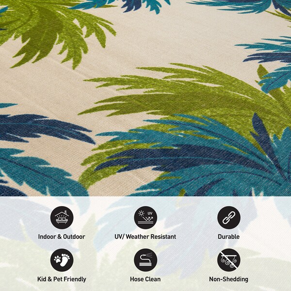 World Rug Gallery Tropical Floral Border Flatweave Indoor/Outdoor Runner Rug 2'x7' Green - 9012GREEN2X7