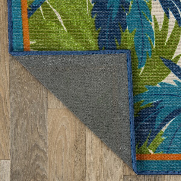 World Rug Gallery Tropical Floral Border Flatweave Indoor/Outdoor Runner Rug 2'x7' Green - 9012GREEN2X7