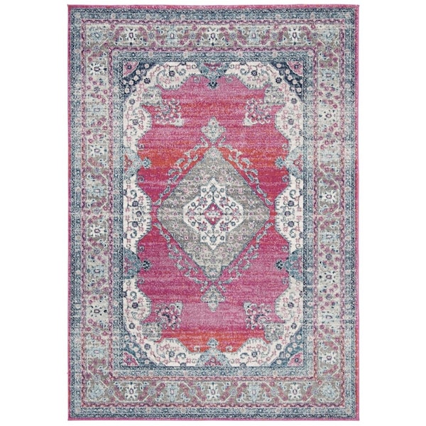 Safavieh 5 ft. 1 in. x 7 ft. 6 in. Evoke Power-Loomed Rectangle Rug Navy & Fuchsia - EVK250N-5