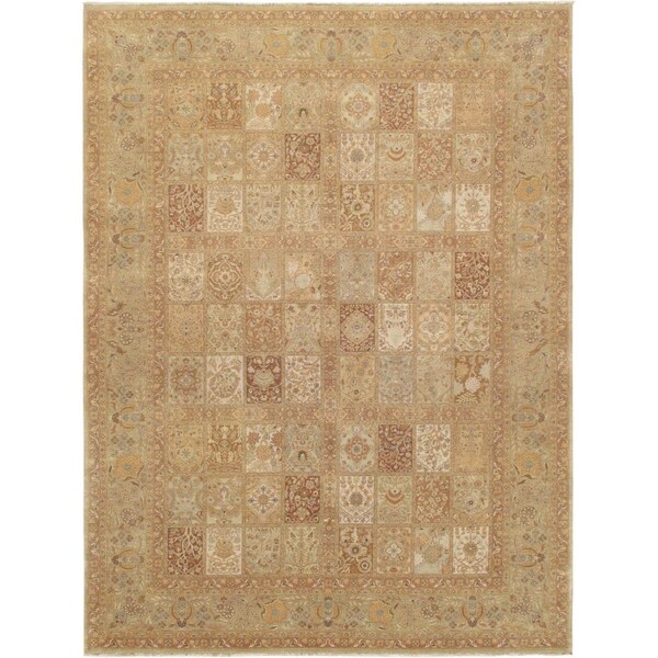 Wall-To-Wall Tabriz Collection Hand-Knotted Lambs Wool Area Rug, Yellow - 9 ft. 2 in. x 12 ft. 1 in. - WA2472216