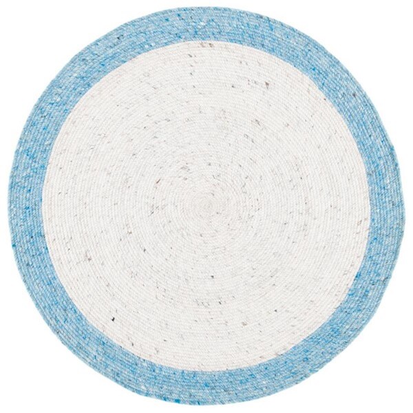 Safavieh 3 x 3 ft. Braided Contemporary Round Rug, Ivory & Blue - BRD902A-3R