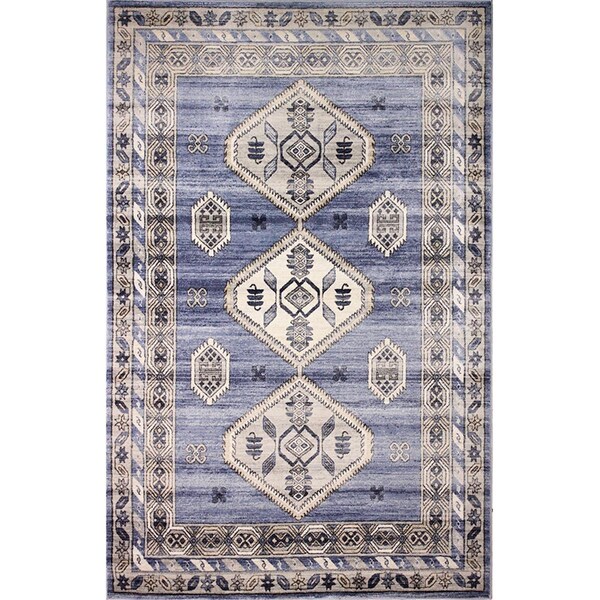 Bashian 7 ft. 6 in. x 9 ft. 6 in. Sierra Collection Polpropylene Power Loom Area Rug, Light Blue - S231-LBL-76X96-SE1006
