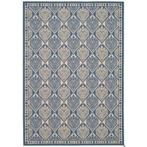 Safavieh 2 ft.-3 in. x 12 ft. Courtyard Runner Area Rug in Blue & Beige - CY6009-243-212